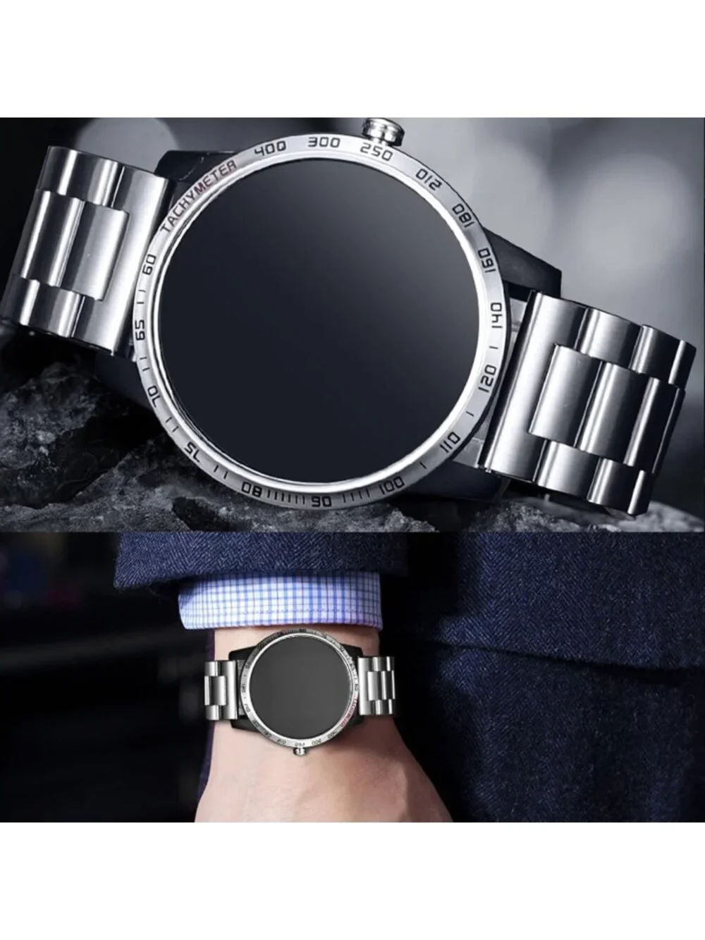 Curved End Stainless Steel Watch Band 14mm-24mm | Polished & Brushed Metal Strap